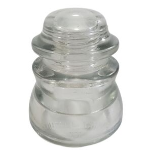 🟢 Vintage Whitall Tatum No. 1 Clear Glass Insulator Industrial Americana D